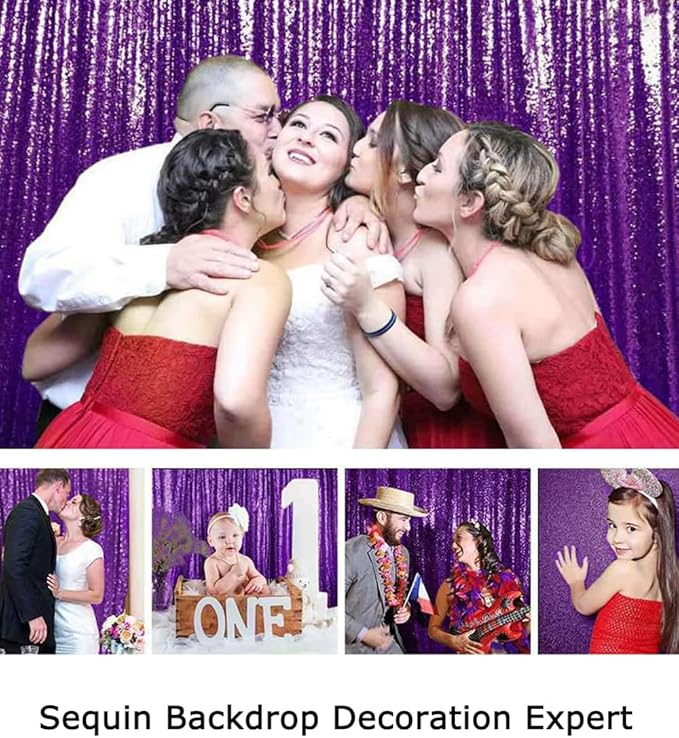 ShinyBeauty Purple Sequin Backdrop-Curtain 4FTx8FT, Photography & Photo Booth Background, Christmas Backdrop