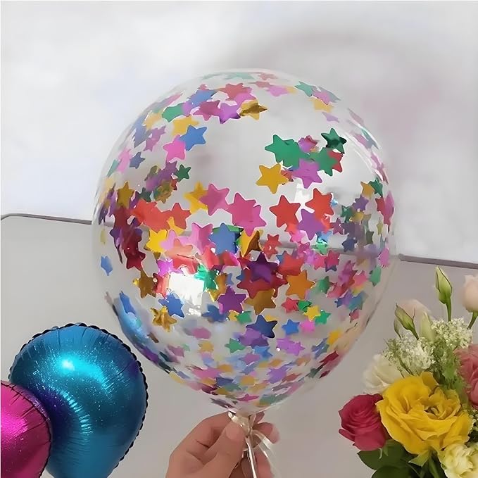 Rainbow Metallic Foil Star Confetti 0.78inch/2cm 8000PCS Table Confetti for Party Birthday Decoration or Filled Balloons