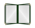 Goodsmart Restaurant Menu Covers – 25 Pack Green 4-Page/8-View 8.5" x 11", Side-Loading Vinyl Menu Holders with Clear Sleeves, Double-Stitched, Leather-Style Café Covers with Gold Corners