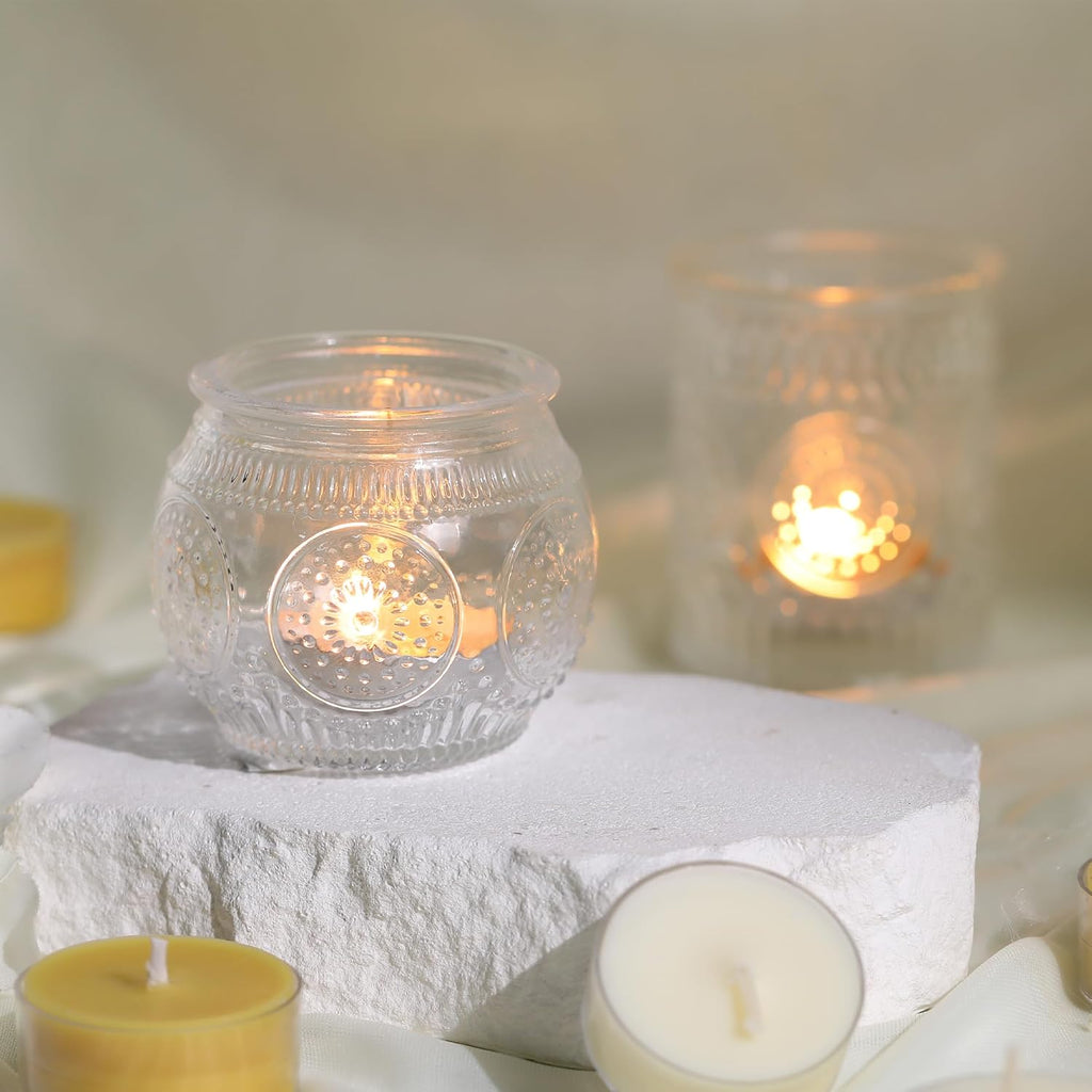 30 Pcs Assorted Clear Votive Candle Holders, Wedding Centerpieces Table Decorations, Glass Tea Lights Candle Holder for Party Decorations, Vintage Boho Candle Holders Bulk for Wedding Receptions