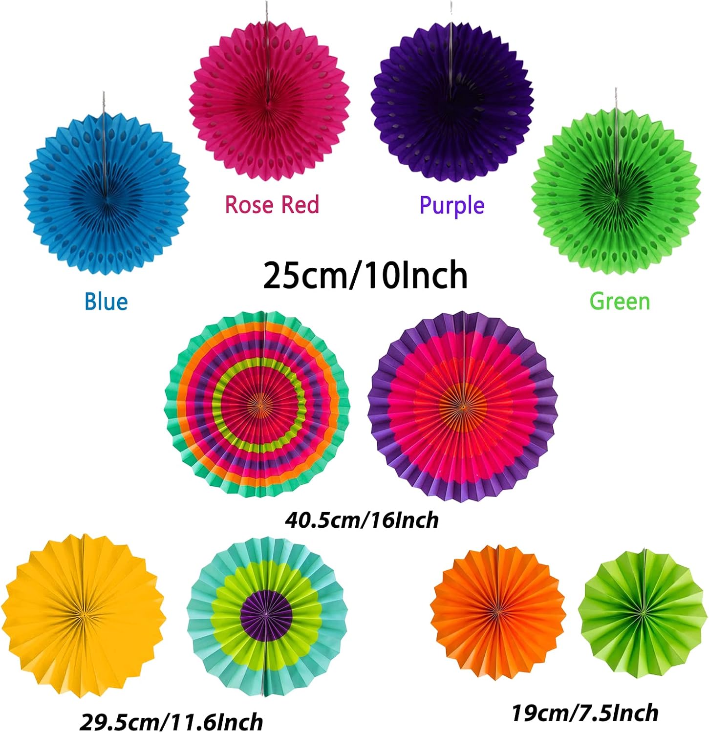 ZERODECO Party Decorations, 41 Pcs Multicoloured Papar Fans Pompoms Garlands String Tissue Paper Tassel for Fiesta Mexican Theme Cinco De Mayo Coco Carnivals Festivals Birthday Party