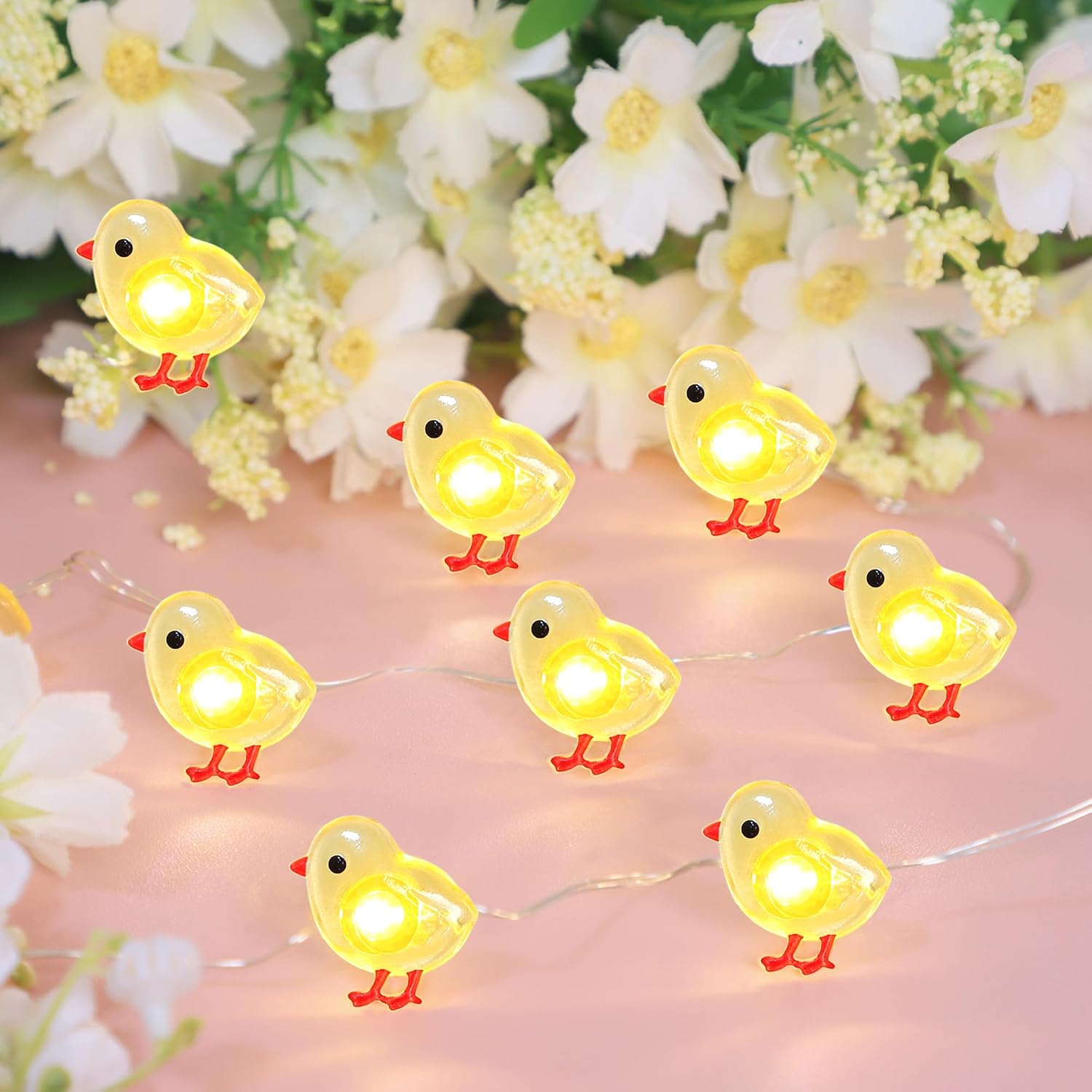 Impress Life Chicken String Lights, 10ft 30 LED Cute Fairy Lights Battery Operated & USB Powered, Remote & Timer Indoor Outdoor Decor Lights for Home Garden Bedroom