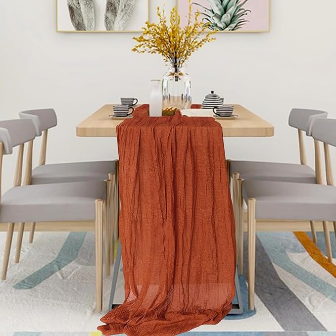 2 Pack Cheesecloth Table Runner 10Ft Christmas Gauze Boho Table Runners for Wedding Decor Bridal Shower Decorations(35" x 120")