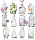 12 Pcs Bud Vase Set, Vases for Centerpieces, Cute Glass Bud Vases in Bulk, Small Vases for Flowers, Mini Vase Set for Wedding Decorations, Home Table Flower Décor