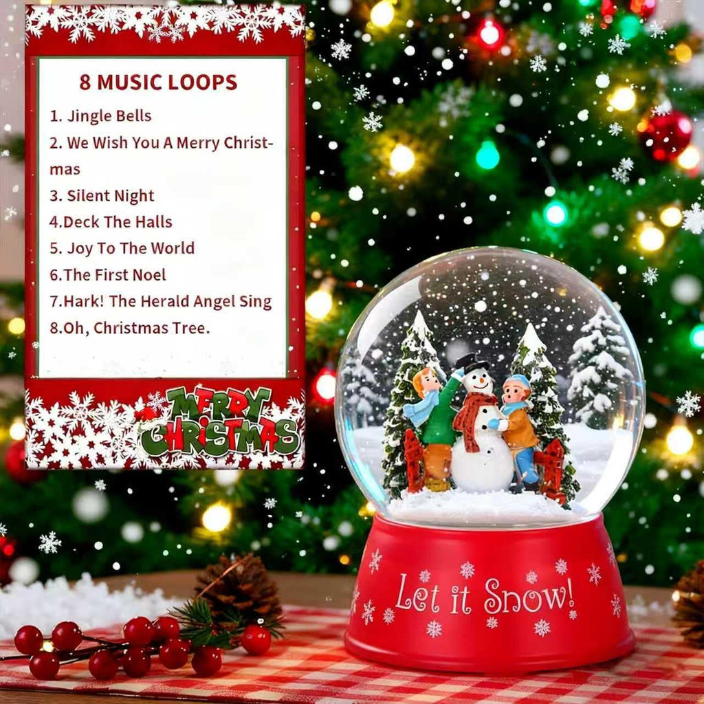 120mm Christmas Snow Globe Lamp - Snowman Globle Musical Holiday Decoration Xmas Tree & Snowman with Timer, USB Power, Festive Room Light, Best Gift for Christmas,New Year