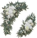 Artificial Flower Swag Set of 2 for Wedding Welcome Signs Floral Decorations, White Wedding Arch Flowers for Wedding Ceremony