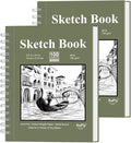 SuFly Small Sketch Book 5.5"x8.5", 2-Pack Mini Sketchbook, Spiral Bound Sketchbook Hardcover with 200 Sheets of 68lb/100gsm Mini Drawing Pad Paper, Small Sketch Pads for Drawing for Adults & Kids.