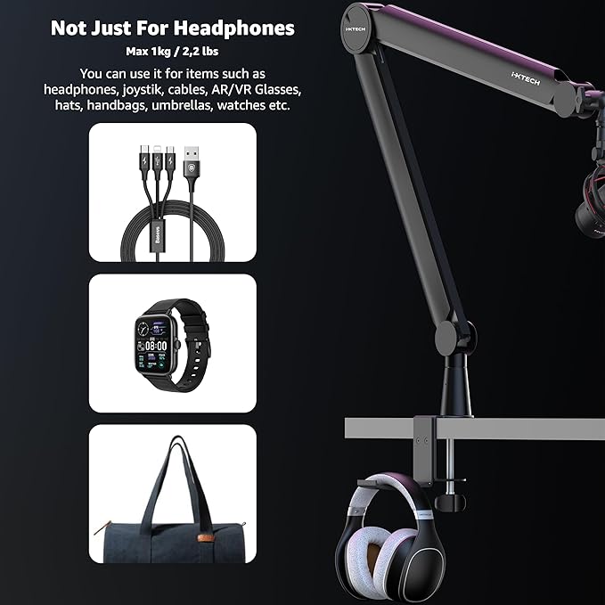 IXTECH Mic Arm Boom Arm 360° Rotatable Microphone Boom Arm Mic Boom Arm with Desk Mount, Fully Adjustable, for Podcast, Video, Gaming, Radio, Studio Recording, Sturdy and Universal VALIANT Pro