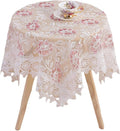 Round Embroidered Lace Tablecloth Vintage Decorative Exquisite Border Table Cover for Party Wedding Home Decorations, Round-60, White