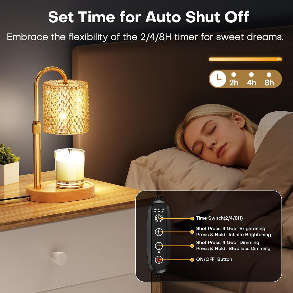 Candle Warmer Lamp with Timer Dimmer Height Adjustable Electric Candle Wax Warmer for Jar Candles Wax Melt Warmer with 2Bulbs Heater Lamp for Scented Wax for New Home Decor,House Warming Gifts