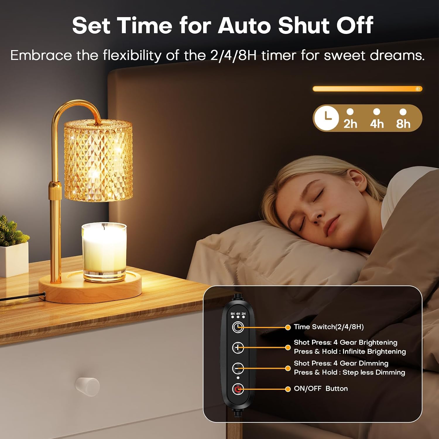 Candle Warmer Lamp with Timer Dimmer Height Adjustable Electric Candle Wax Warmer for Jar Candles Wax Melt Warmer with 2Bulbs Heater Lamp for Scented Wax for New Home Decor,House Warming Gifts