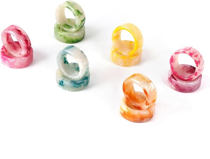 12 Pcs Epoxy Resin Napkin Rings Set - Decorative Pastel Table Holders, 1.5" Dia, Art Deco Style - Ideal for Weddings, Dinner, Parties, Home, Dining, Gifting, Indoor & Outdoor (Multi) - CLEENTABLE