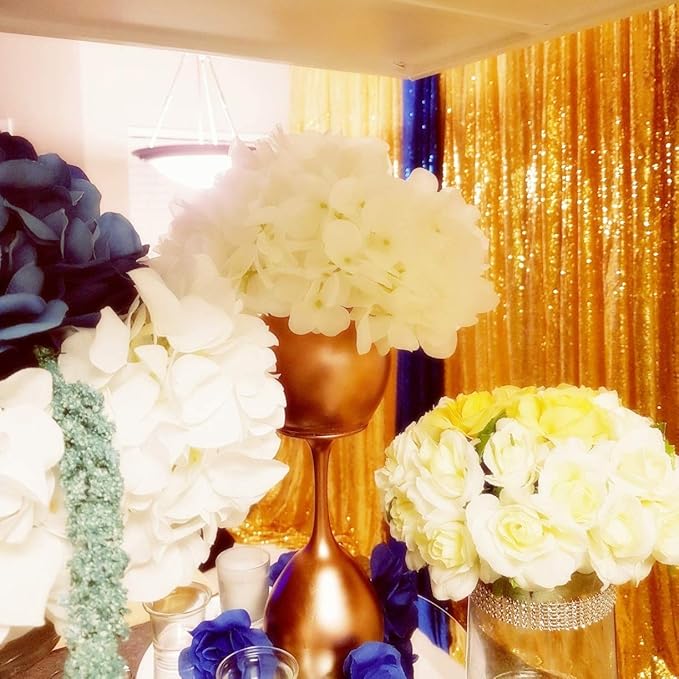 Eternal Beauty Yellow Gold Sequin Backdrop, 4x7 Ft Glitter Background Curtains for Shimmer Photography Party Wedding Birthday Back Drop Decor