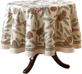 ISAENNE Designer Christmas Beige Linen Round Tablecloth,Pinecones Pattern Indoor Tablecloths,Washable Decor Table Cloth for Dining Thanksgiving Kitchen Christmas,Diameter 67"-Carol B