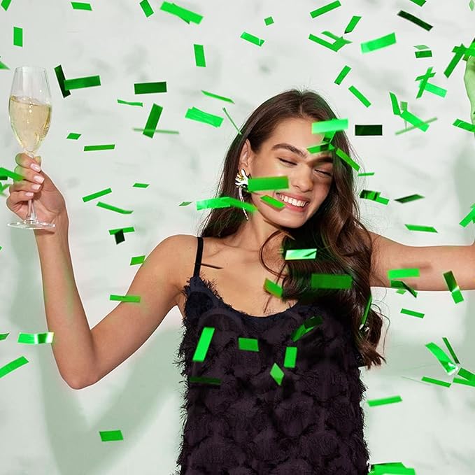 Party Poppers Confetti Cannon 12 Pack Green Poppers 12 Inch Party Shooters Mylar Confetti Green Foil Confetti Cannons Bulk for Wedding Birthday Graduation Baby Shower Christmas New Year
