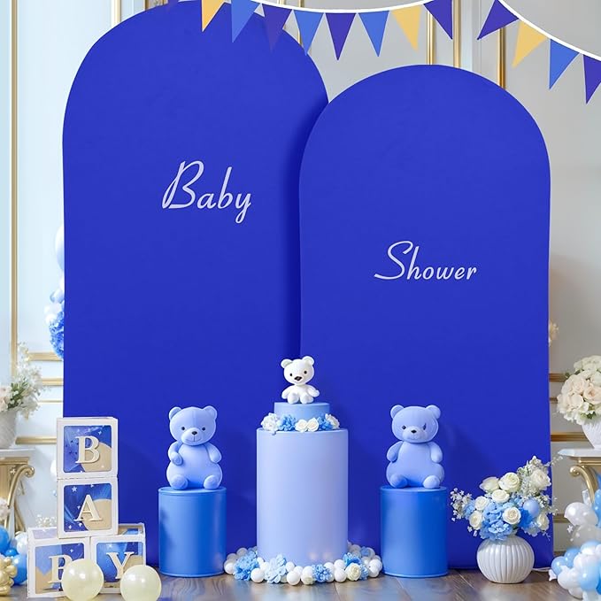 6.6FT Royal Blue Arch Backdrop Cover - Polyester Fitted Wedding Arch Stand Covers Round Top Chiara Arch Backdrop Cover for Birthday Party Banquet Photo Background Decoration