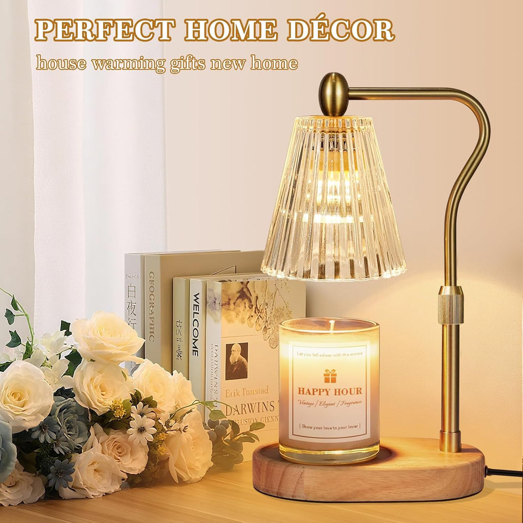 Imenlox Candle Warmer Lamp, with Timer and Dimmer, Adjustable Height, for Mom, Christmas Birthday Gifts for Women, House Warming Gifts Home Decor, Wax Warmer for Jar Candles(Amber)
