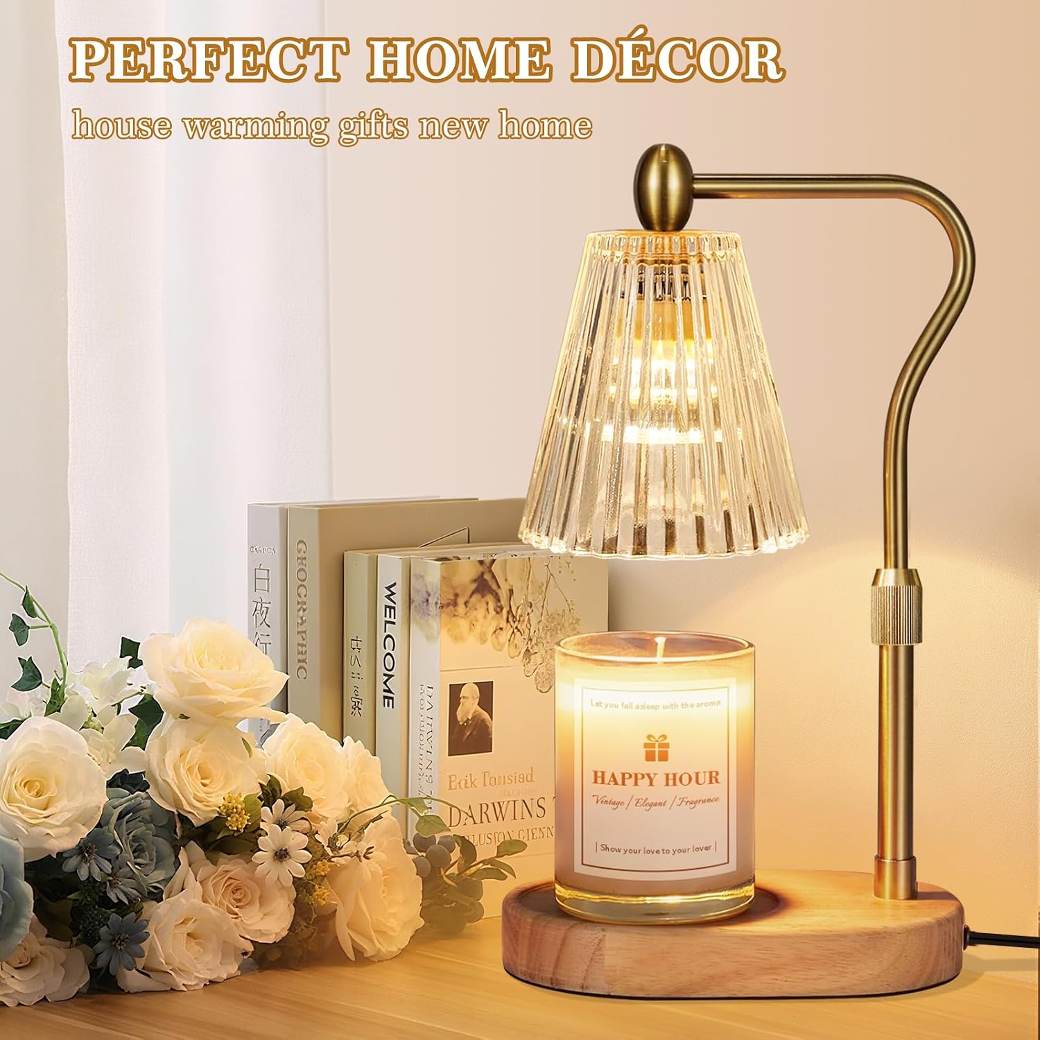 Imenlox Candle Warmer Lamp, with Timer and Dimmer, Adjustable Height, for Mom, Christmas Birthday Gifts for Women, House Warming Gifts Home Decor, Wax Warmer for Jar Candles(Amber)
