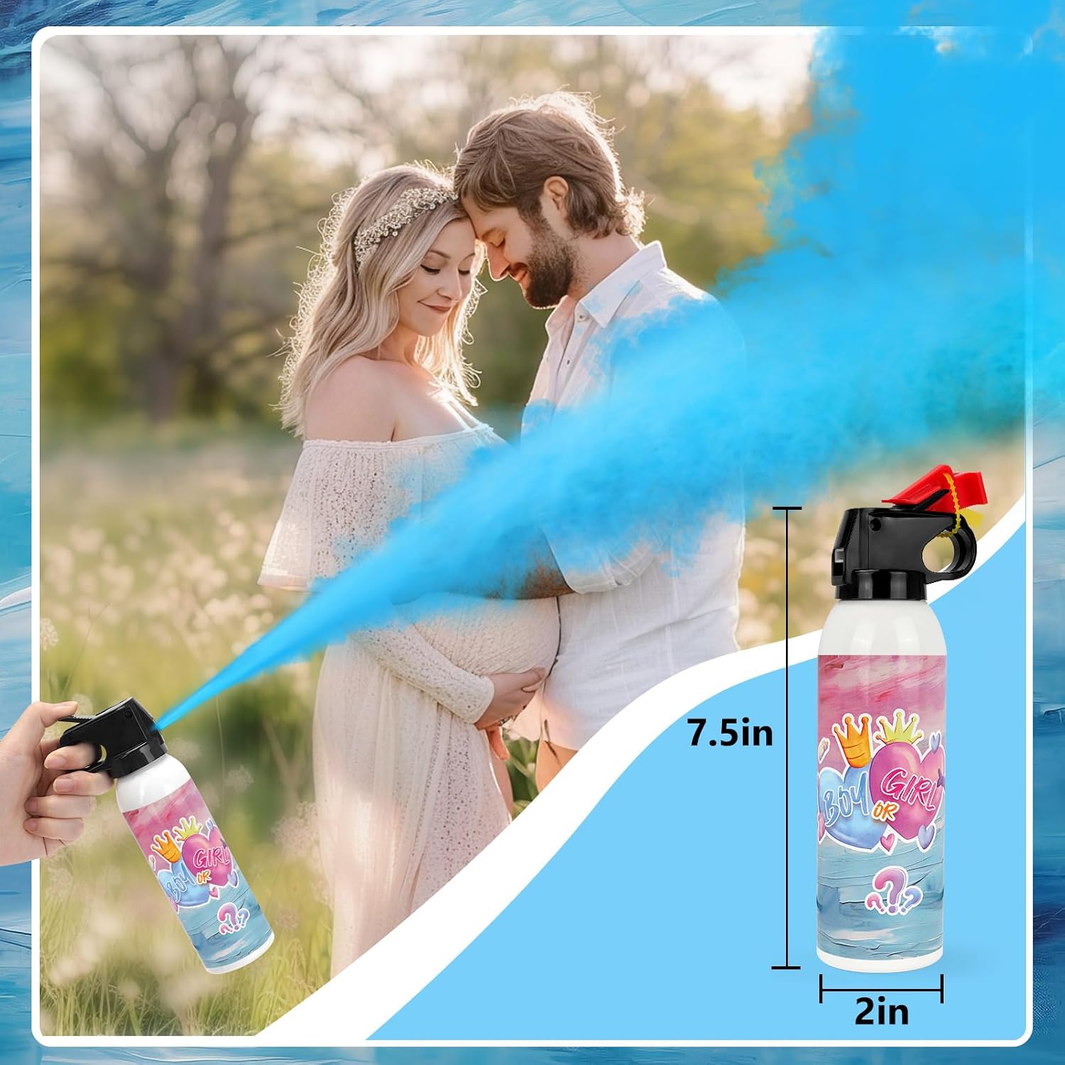 Gender Reveal Fire Extinguisher, 2 Pack Gender Reveal Ideas Gender Reveal Party Decorations Baby Girl Boy Reveal Party Ideas Gender Reveal Decor (Blue, Small)