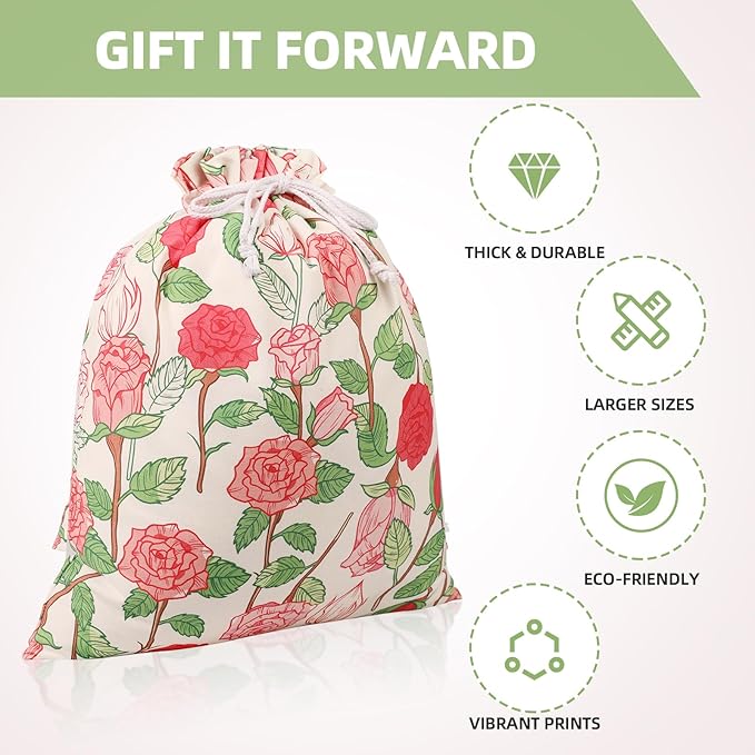 Drawstring Gift Bags,Extra Large 24"x 20" | Premium Canvas Storage Bags | Reusable Fabric | Perfect for Baby Showers,Birthday Parties | Rosy