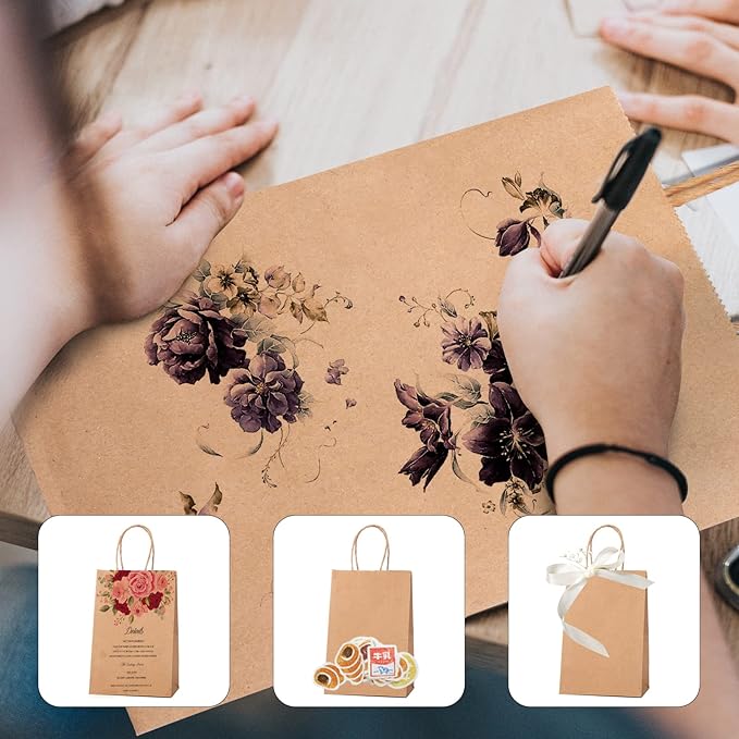 METRONIC Paper Gift Bags 10x5x13'' 100Pcs Brown Paper Bags with Handles Bulk, Kraft Paper Bags for Birthday, Shopping, Retail Small Business