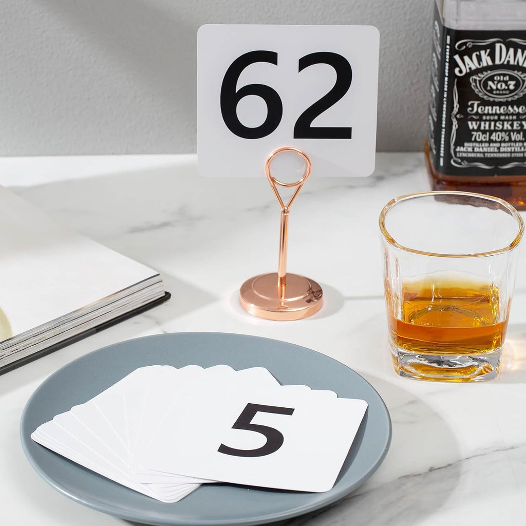 Toncoo 50Pcs Table Numbers 1-50, 3.7x4 Inch Plastic Table Numbers, Double Sided Table Number Cards - for Wedding Reception Restaurant Table Numbers Place Cards, White
