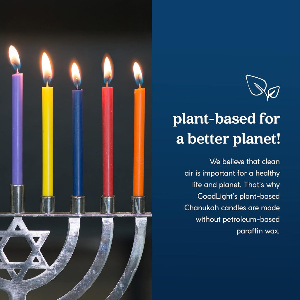 GoodLight Hanukkah (Chanukah) Candles | 45 Minute Burn Time | Dripless Paraffin Free Menorah Candles (45 Count)