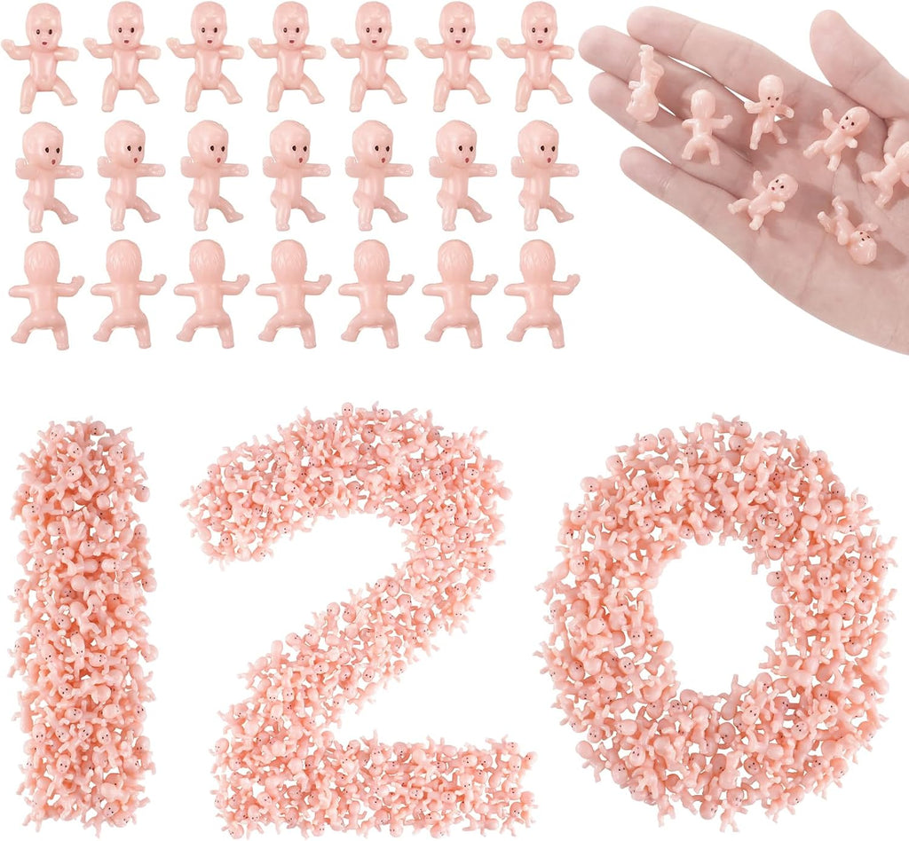 ZYFLSQ 120 Pcs Mini Babies for Baby Shower Games, 1 Inch Tiny Plastic Babies Bulk for My Water Broke Ice Cube, Mardi Gras King Cake Baby Figurines, Hide Hunt Games, Party Decorations Favors(White)