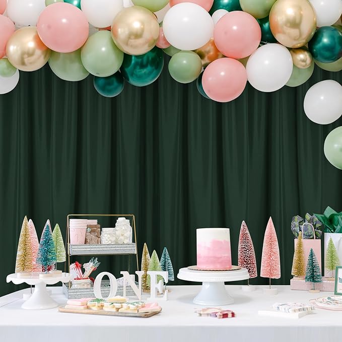 DWCN 10x10 FT Backdrop Curtains for Parties, Photography Backdrop Drapes with Rod Pockets for Wedding Decorations Stage Birthday Family Gatherings, 2 Panels 5ft x 10ft, Hunter Green