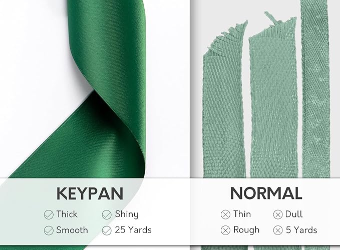 Forest Green Satin Ribbon 2.5 Inch Double-Faced Ribbons 25 Yards for Christmas Gift Wrapping Crafts Flower Bouquet Wedding Paper Bows Invitations