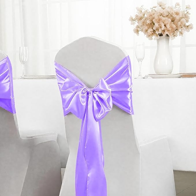 SHEJIZE 20 Pack Lavender Satin Table Runner 12x108 Inches Long, Bright Silky Smooth Satin Table Runner Table Decor for Wedding Banquet Christmas Prom Event Birthday Party