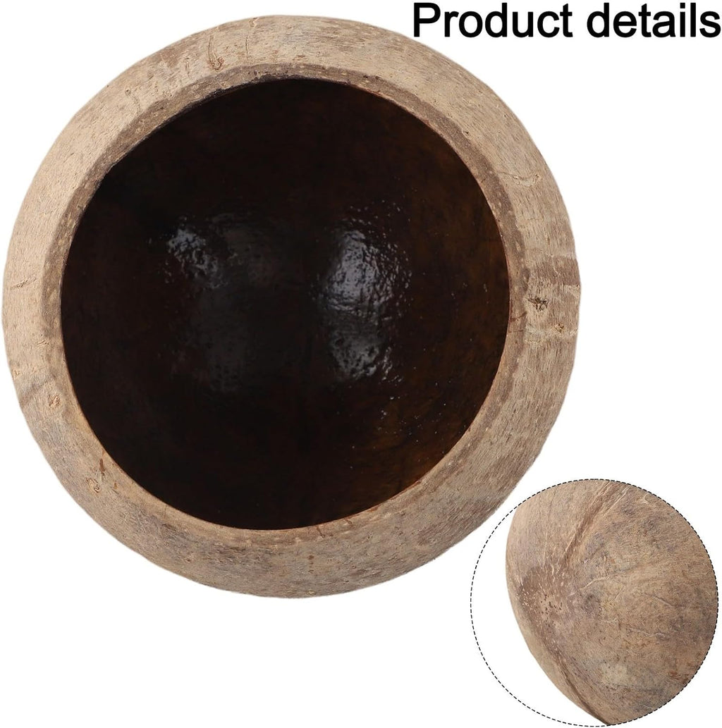 Coconut Shell Candle Holder Decorative Bowl for Home Decor and Aromatherapy, Handmade Sustainable Brown Round Cup(primitive shell)