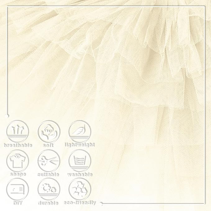Ivory Tulle Fabric Roll 6 Inch X 300 FT (100 Yards) Matte Tulle Ribbon Netting Mesh Spool for DIY Tutu Skirt Wedding Bow Gift Wrapping Baby Shower Christmas Party Halloween Decorations