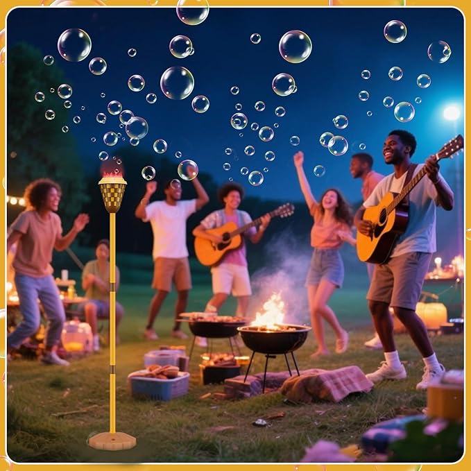 Bubble Machine for Kids, Garden Lamp Bubble Toy with Colorful Lighting and Music for Toddlers, Rechargable Bubbles Blower Maker Outdoor Toys for Wedding Birthday Christmas Party