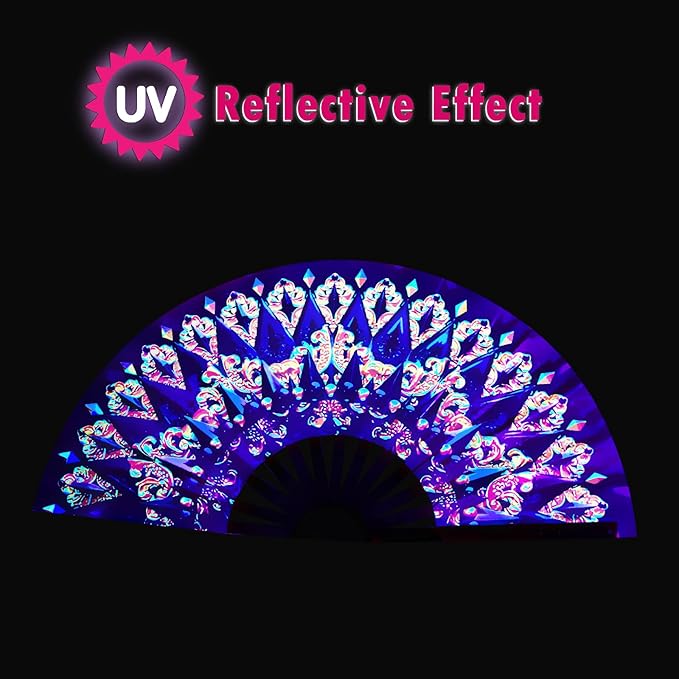 Boots on The Ground Fan, Large Folding Hand Fan for Women and Men, Popping Fans for Line Dancing for Raves, EDM, Dance Party, and Home Decoration