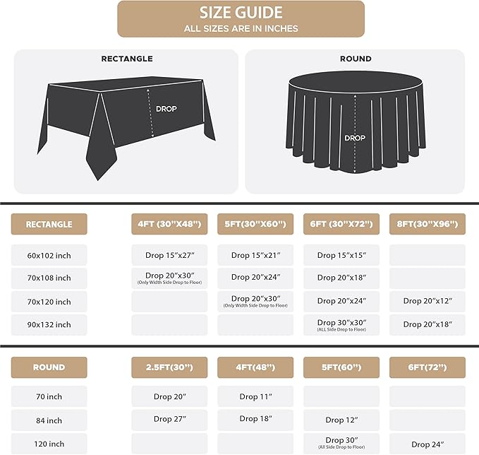 Fitable 8 Pack Rectangle Tablecloths: Stain Resistant Wrinkle Free Fall Table Clothes, Washable Reusable Polyester Table Covers for Wedding Thanksgiving Party Birthday Banquet(Rust, 70x108 Inch)