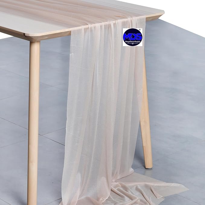 MDS Halloween Chiffon Table Runner - 25 Pack, 29 x 170 Inches, 14ft Each - Sheer Spooky Table Runners for Haunted House Parties, Trick-or-Treat Tables, Witchy Décor, Wedding & Events - Nude