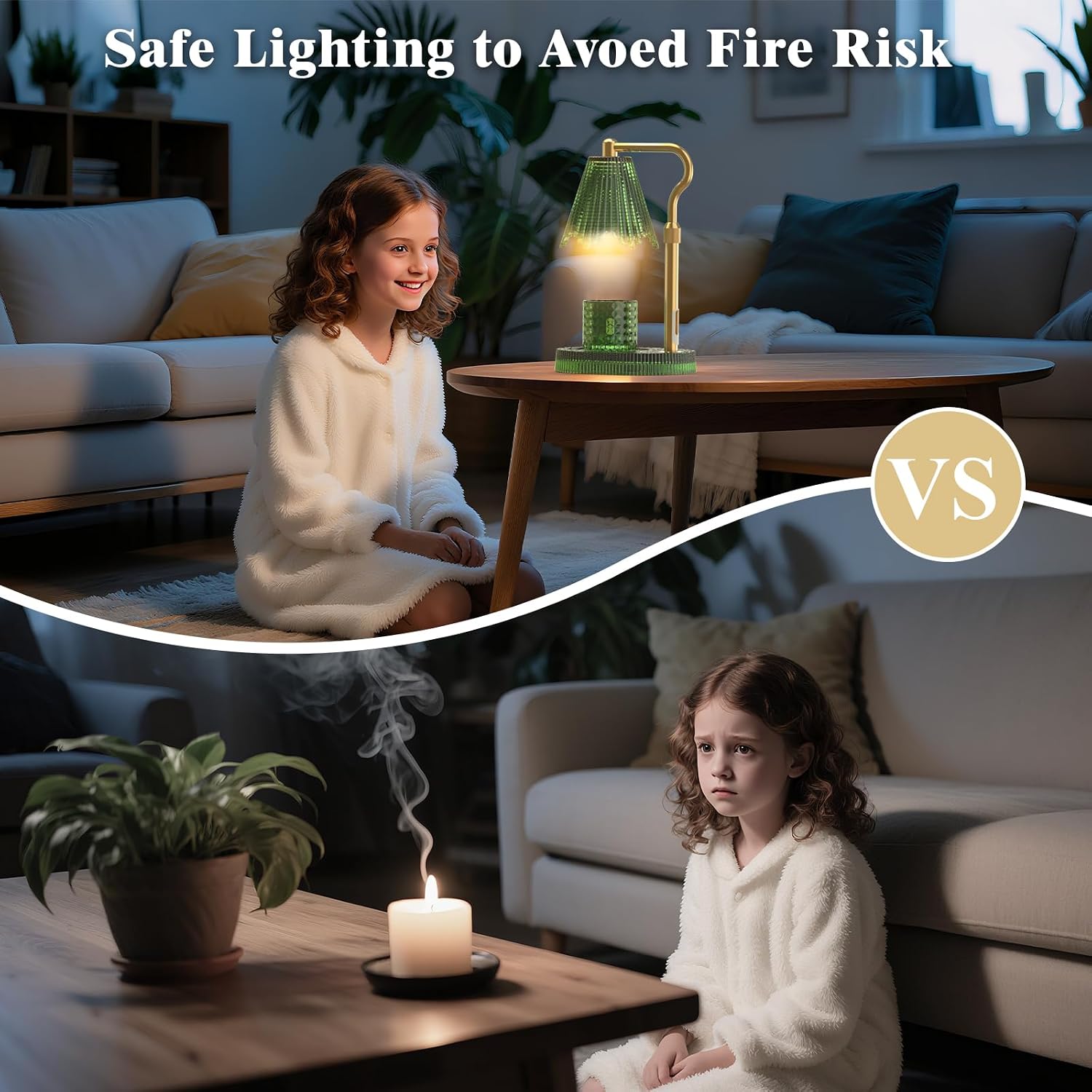 Candle Warmer Lamp with Timer & Dimmable 4-Level Brightness - Adjustable Height,for New Home Bedroom, Gifts for Women (Green)