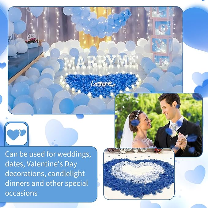 1000 Pcs Artificial Fake Rose Petals,Flower Petals for Romantic Night, Engagement, Party, Wedding, Event Flower Decorations, in Bulk(Blue)