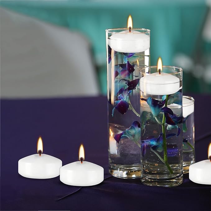 50 Floating Candles, Smoke-Free and odorless, Burning continuously for 5-6 Hours, White, 2-inch Floating Candles, Suitable for Valentine's Day, Weddings, Holidays, Home Decoration……