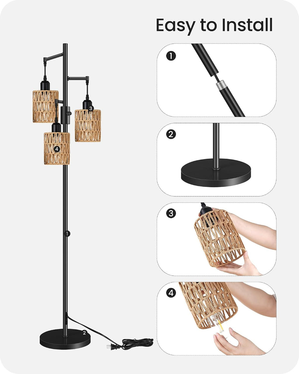 dimmable floor lamp, farmhouse tall standing 70.3" tree, view 9