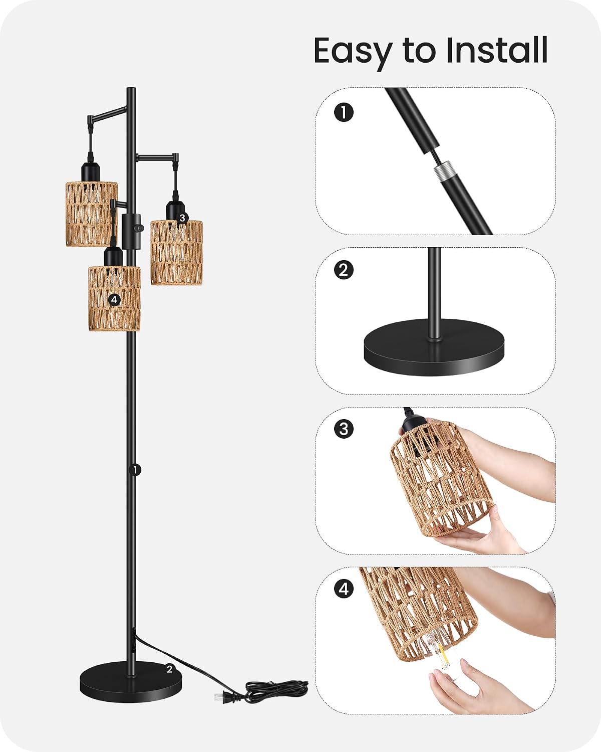 dimmable floor lamp, farmhouse tall standing 70.3" tree, view 9