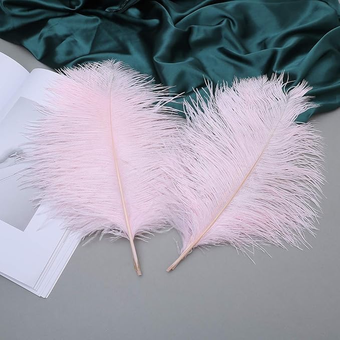 Ballinger Light Pink Ostrich Feathers - 24Pcs 12-14inch Large Feathers for Crafts,Party Centerpieces,Wedding and Home Decor