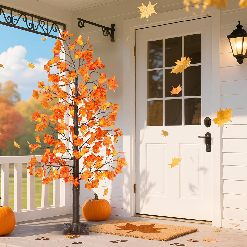 remote control&timer - 6 ft lighted prelit fall, front angle view