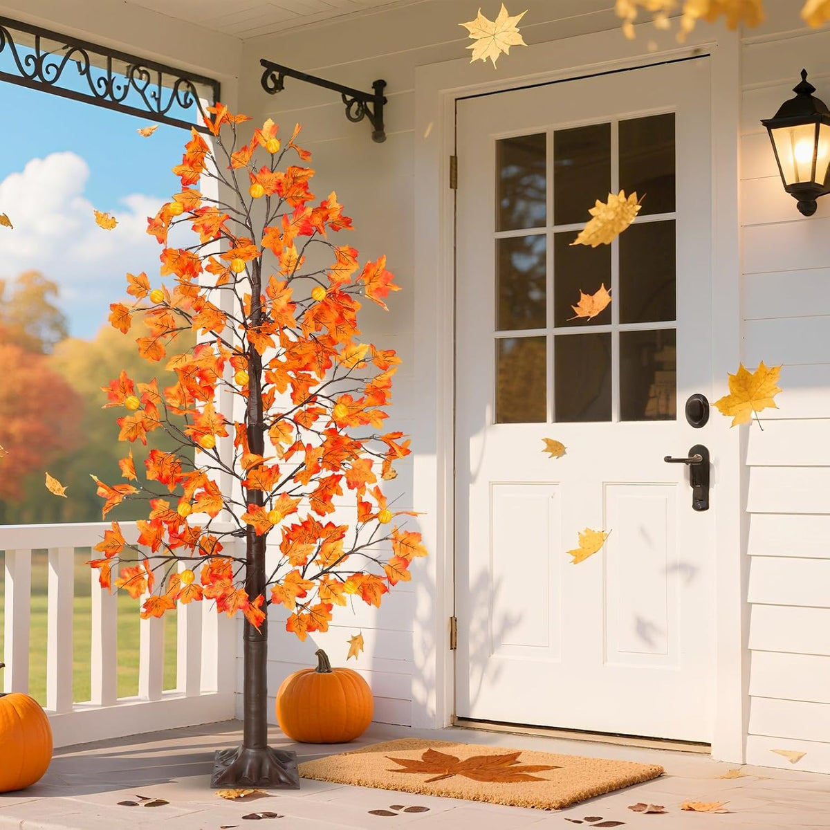 remote control&timer - 6 ft lighted prelit fall, front angle view
