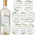 Printed Party Bridesmaid Proposal Wine Bottle Label Gift, Greenery, Set of 8