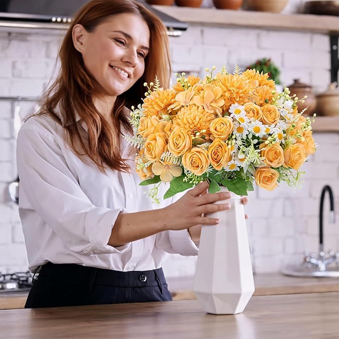 12 Packs Peonies Artificial Flowers,Silk Artificial Peonies Flowers Fake Peony Faux Floral Arrangements Bouquet for Centerpiece Table Wedding Party Home Decor Fall