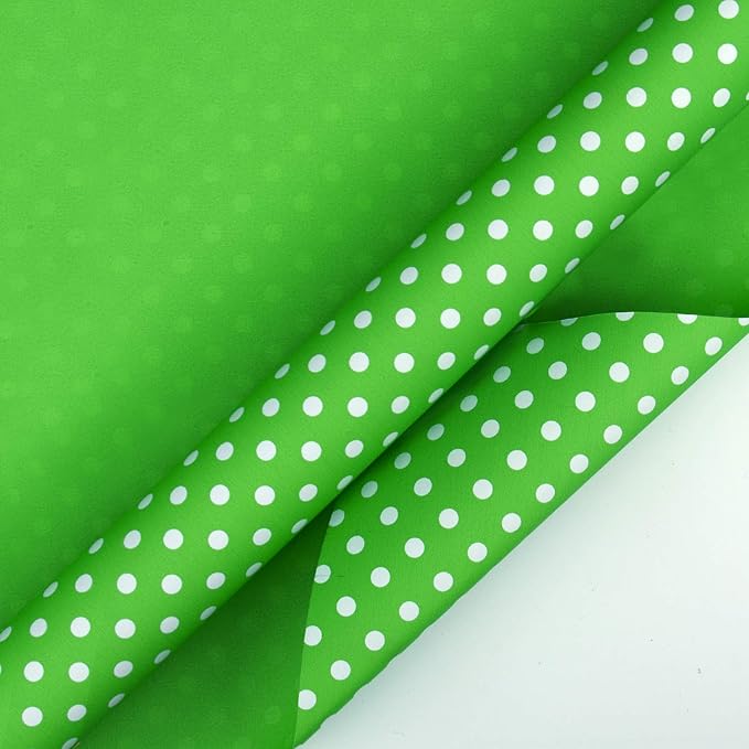 WRAPAHOLIC Reversible Wrapping Paper - Mini Roll - 17 Inch X 33 Feet - Green and Polka Dot Design for Birthday, Holiday, Wedding, Baby Shower