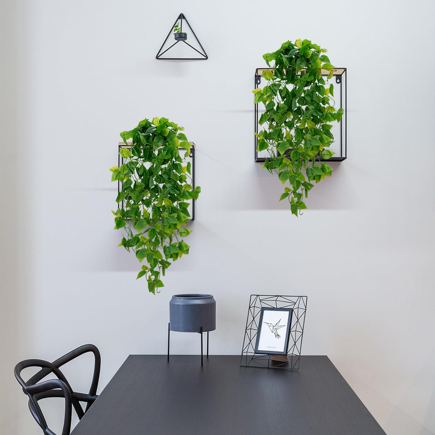 BLEUM CADE Fake Hanging Plants, 2pcs Artificial Pothos Vines Faux Plants Greenery for Wall Home Living Room Office Indoor Outdoor Decor (No Baskets)