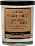 Cedar Crate Market Smells Like Abandonment 13.5 oz Soy Wax Scented Candle with Funny Farewell Message | Goodbye Gift for Coworkers, Retirement, Moving Away - Made in USA